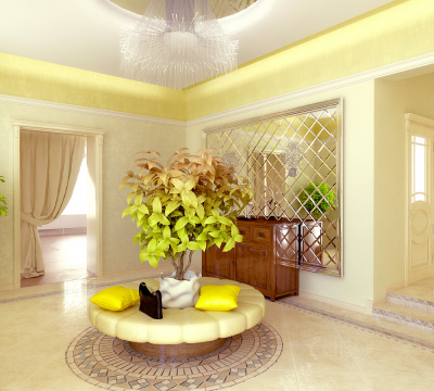 Дизайн хола в желтом цвете